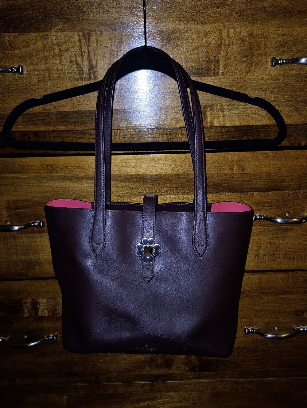 Kate Spade Deep Plum Brown Pink Tote